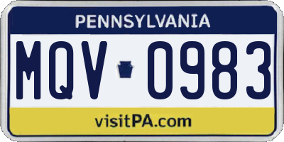 PA license plate MQV0983