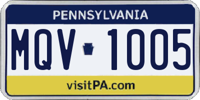 PA license plate MQV1005