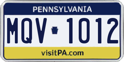 PA license plate MQV1012