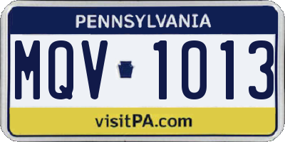 PA license plate MQV1013