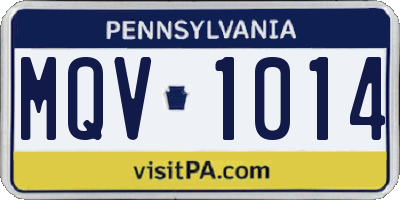 PA license plate MQV1014