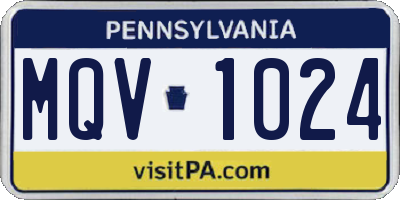 PA license plate MQV1024