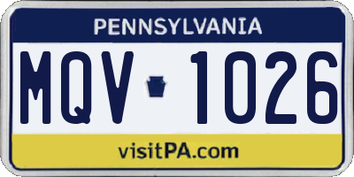 PA license plate MQV1026