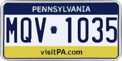 PA license plate MQV1035