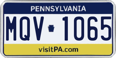 PA license plate MQV1065