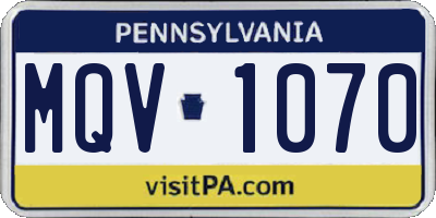 PA license plate MQV1070