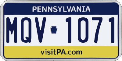 PA license plate MQV1071