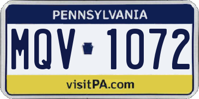 PA license plate MQV1072