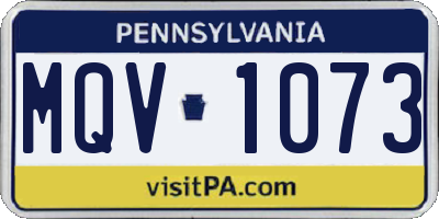 PA license plate MQV1073