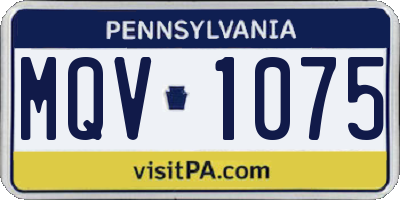 PA license plate MQV1075