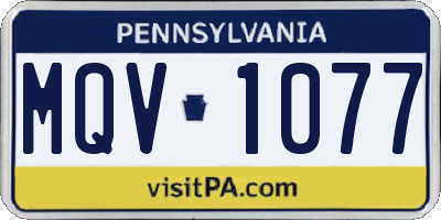 PA license plate MQV1077