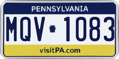 PA license plate MQV1083