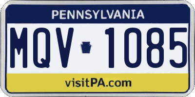 PA license plate MQV1085