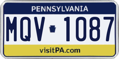 PA license plate MQV1087