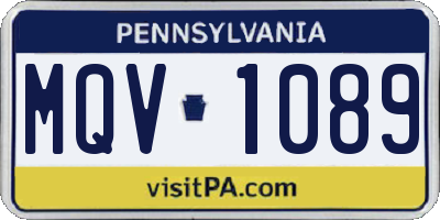 PA license plate MQV1089