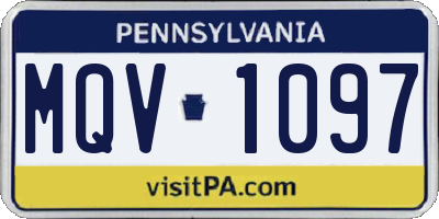 PA license plate MQV1097