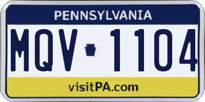 PA license plate MQV1104
