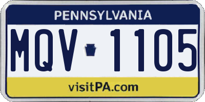 PA license plate MQV1105