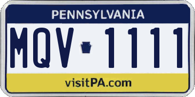 PA license plate MQV1111