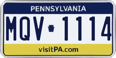 PA license plate MQV1114