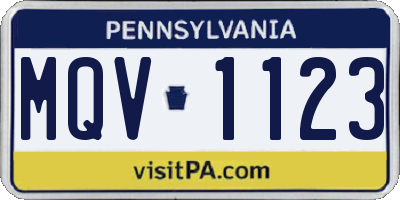 PA license plate MQV1123