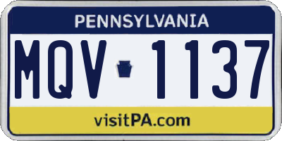 PA license plate MQV1137