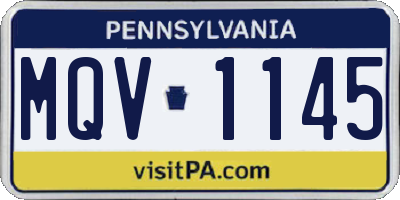 PA license plate MQV1145
