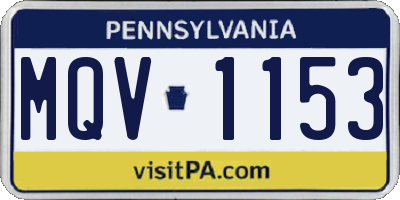 PA license plate MQV1153