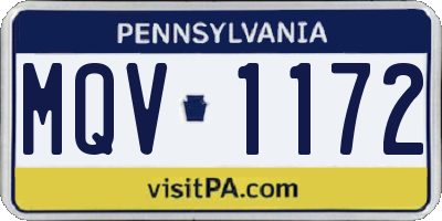 PA license plate MQV1172