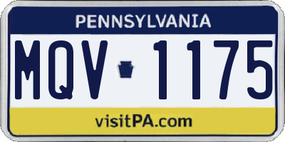 PA license plate MQV1175