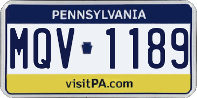PA license plate MQV1189