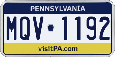 PA license plate MQV1192