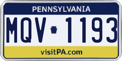 PA license plate MQV1193
