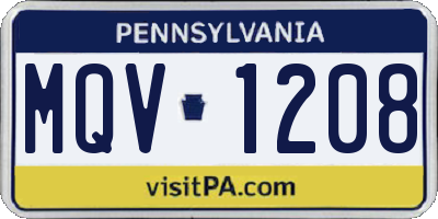 PA license plate MQV1208