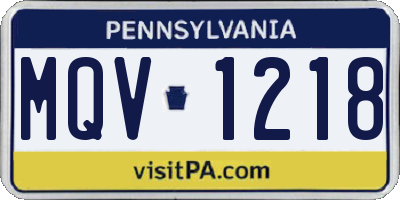 PA license plate MQV1218