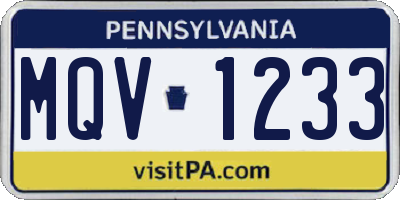 PA license plate MQV1233
