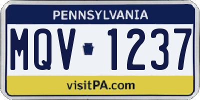 PA license plate MQV1237