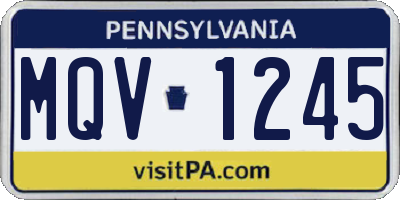 PA license plate MQV1245