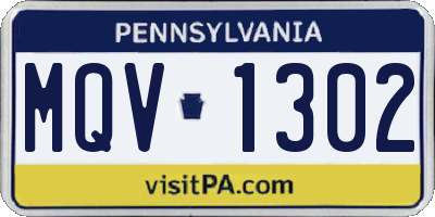 PA license plate MQV1302