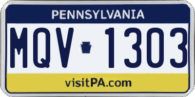PA license plate MQV1303