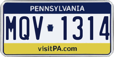 PA license plate MQV1314