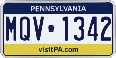 PA license plate MQV1342