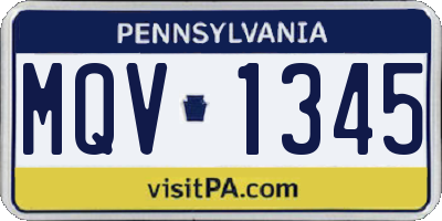 PA license plate MQV1345