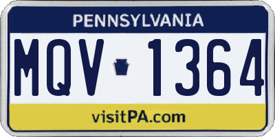 PA license plate MQV1364