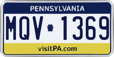 PA license plate MQV1369