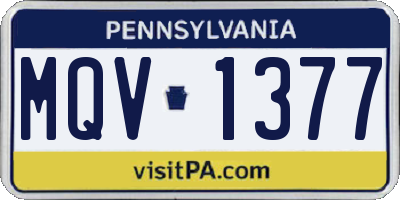 PA license plate MQV1377