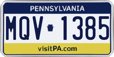 PA license plate MQV1385