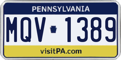 PA license plate MQV1389