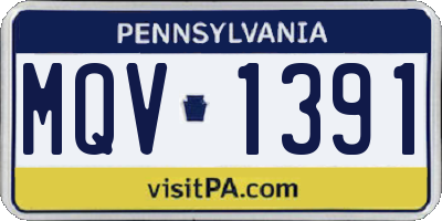 PA license plate MQV1391