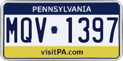 PA license plate MQV1397